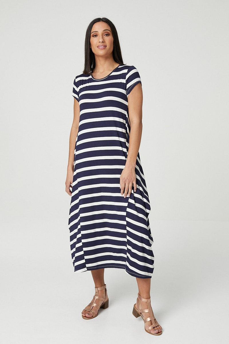 Striped Smock Midi Dress | Izabel London